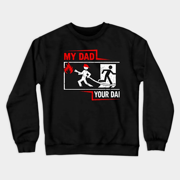 Funny Firefighter Dad son Vintage Fireman Gift Crewneck Sweatshirt by savariya